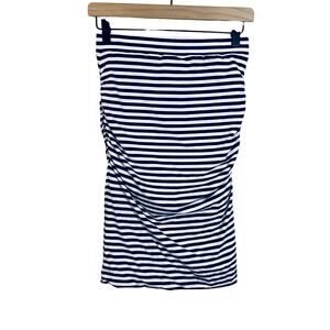 Boden Navy Blue & White Striped Ruched Straight Tube Skirt / Top Lined Sz 4